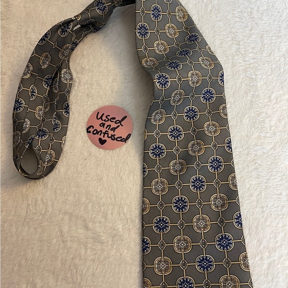 Sophisticated Gray and Blue Designer Tie - Picture 1 of 5
